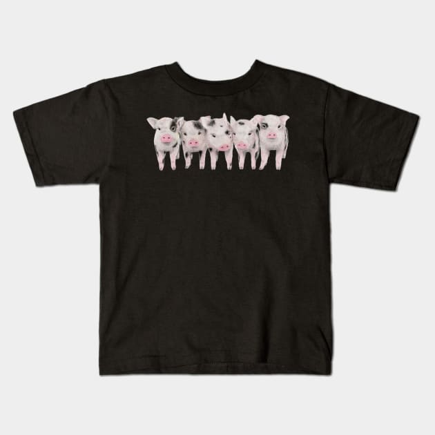 The Five Little Piggies Kids T-Shirt by CoffeeberryArt